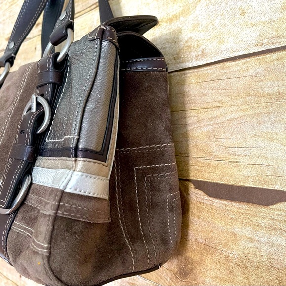 Coach Suede Metallic Satchel w/ Turnlock Closure NWT - Picture 5 of 9